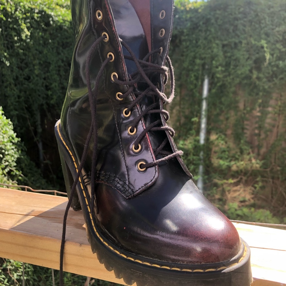 Doc Martens Heeled Boots in Burgundy